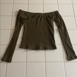 off the shoulder green long sleeve